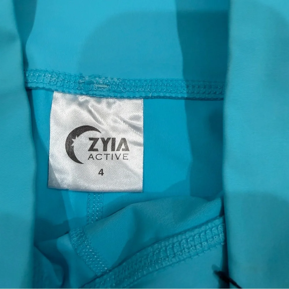 ZYIA Turquoise Mesh High Rise Capri Leggings Size 4 NWT - Picture 4 of 8